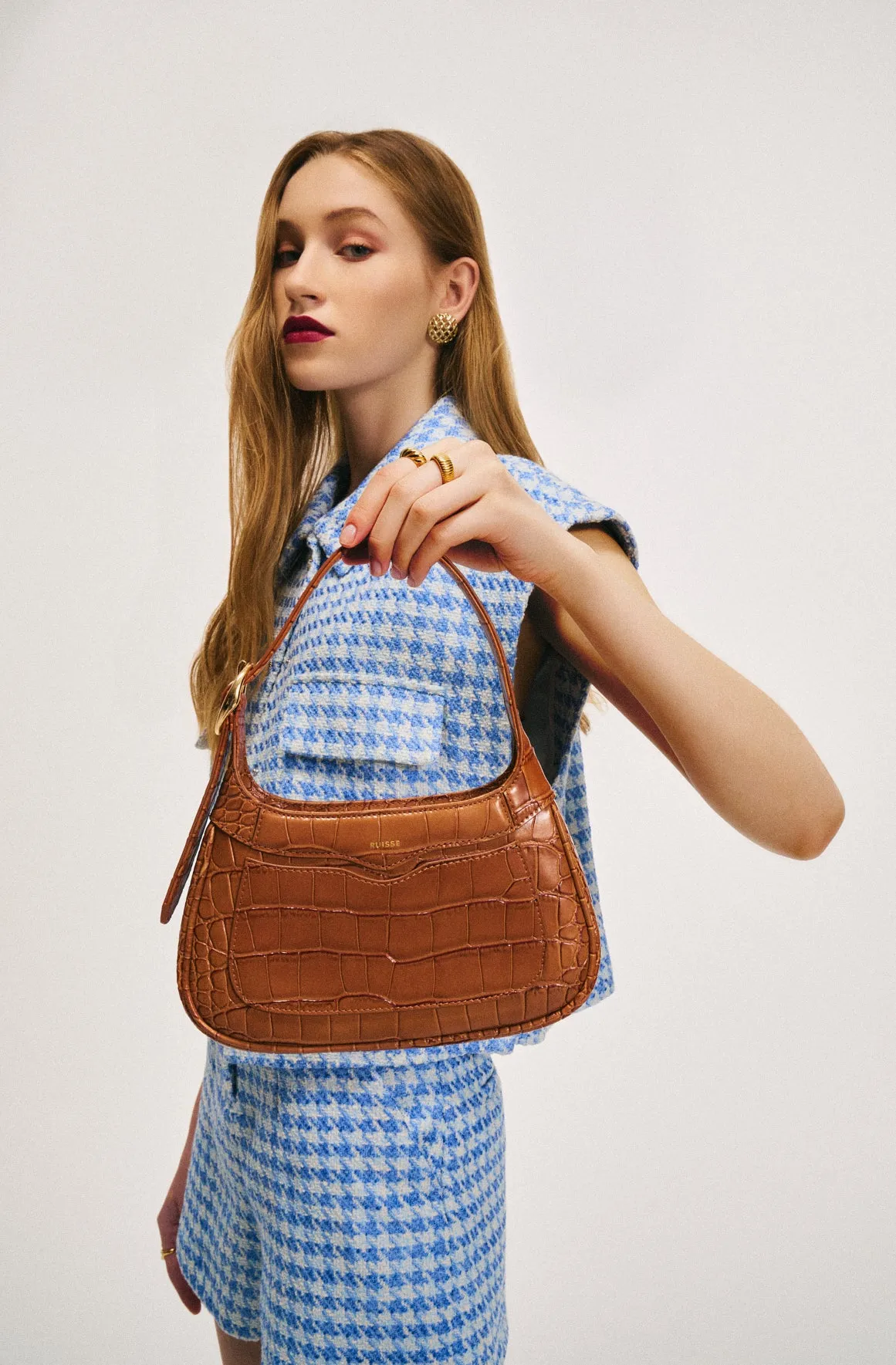 Freya Shoulder Bag - Tan Croc