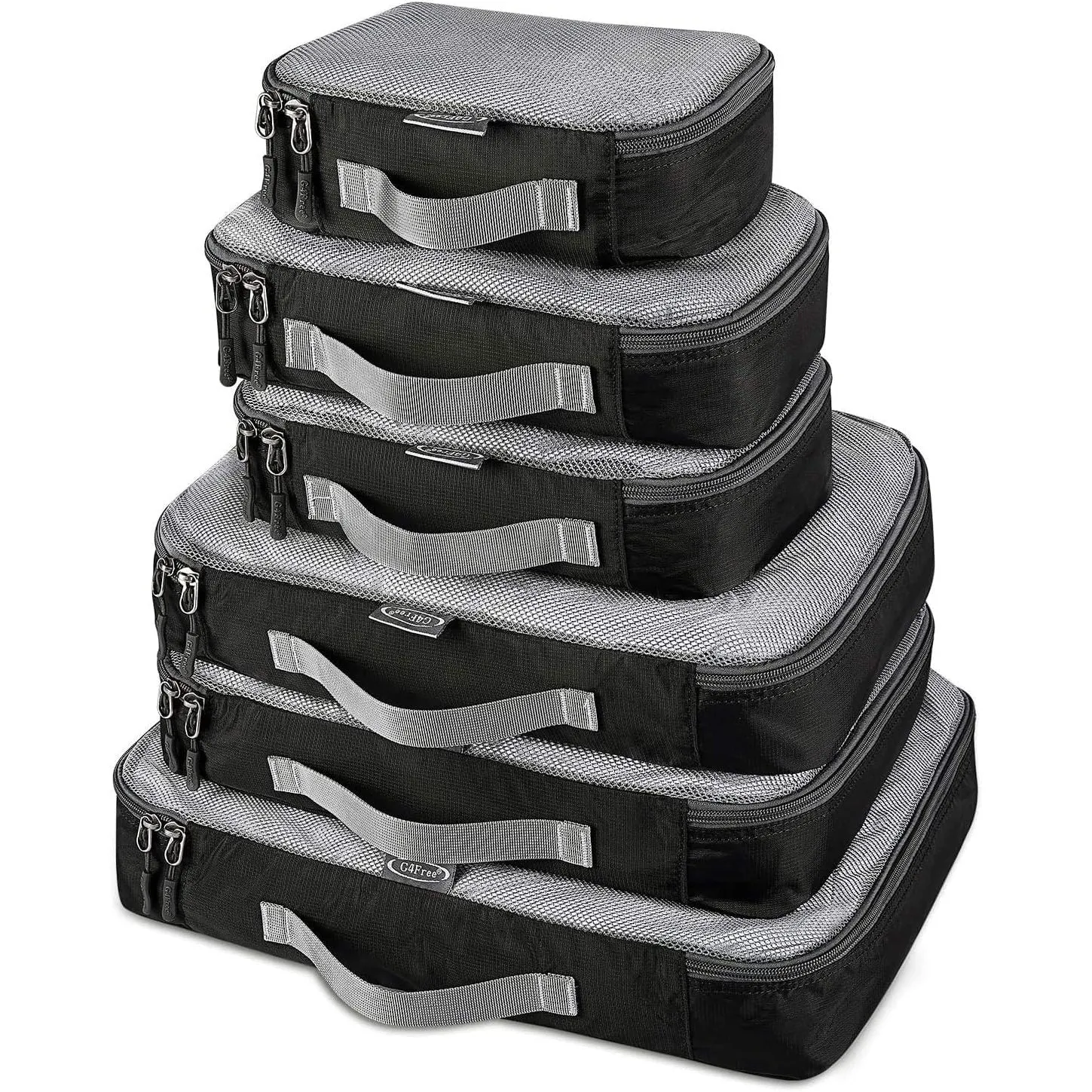 G4Free 3pcs/6pcs/7pcs Packing Cubes Suitcase Organiser Packing Bags Luggage Organiser Value Set for Travel Home Storage, Black, (1S 2M 2L 1XL)-6PC, Suitcase