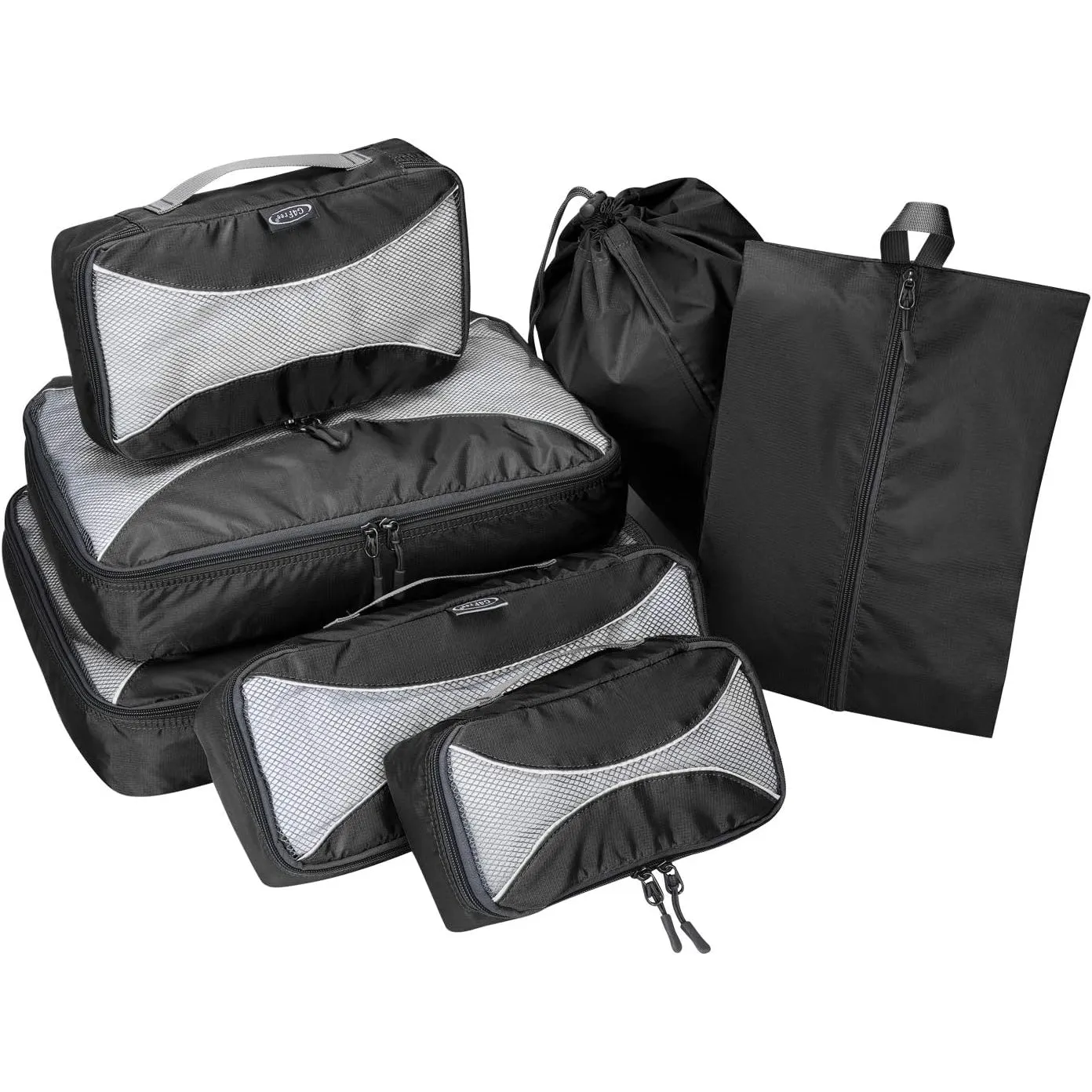G4Free 3pcs/6pcs/7pcs Packing Cubes Suitcase Organiser Packing Bags Luggage Organiser Value Set for Travel Home Storage, Black, (1S 2M 2L 1XL)-6PC, Suitcase