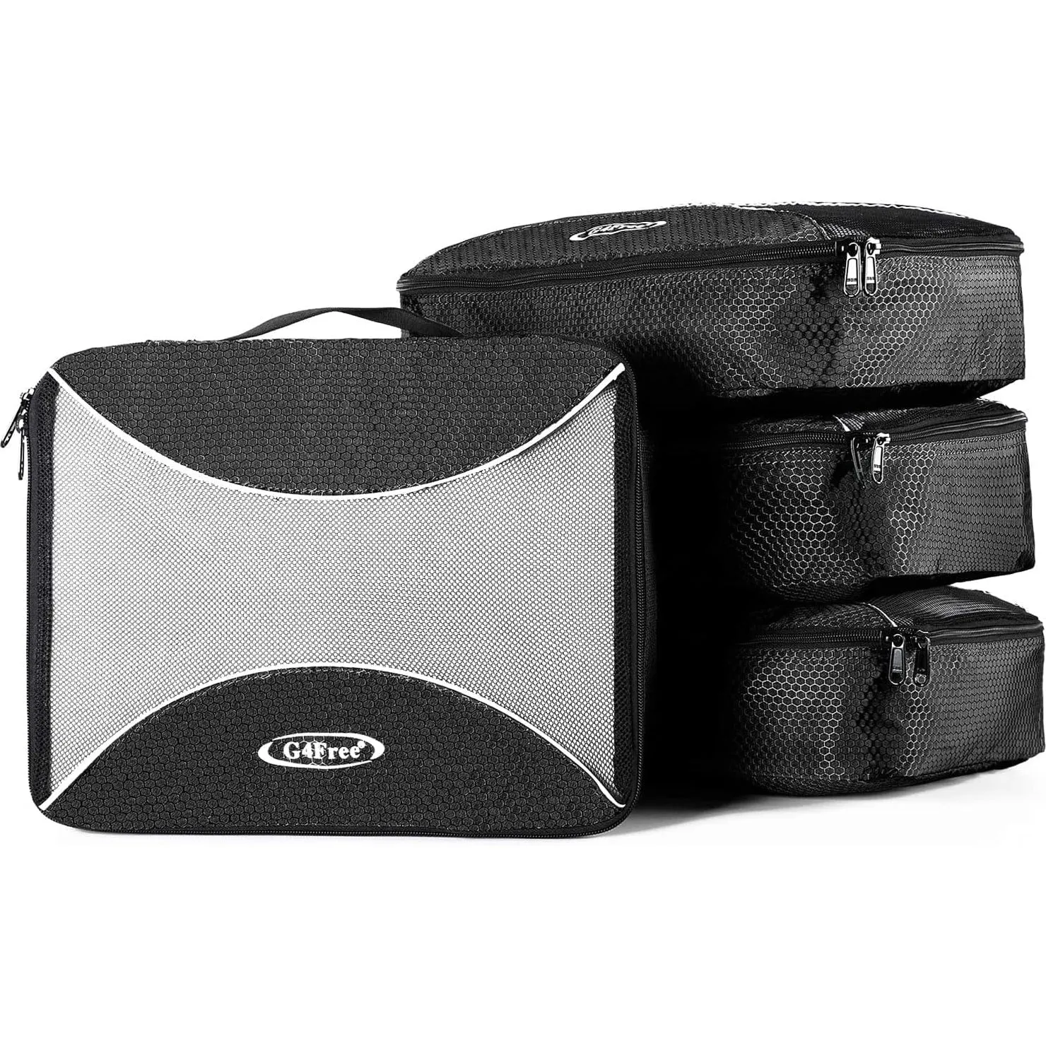 G4Free 3pcs/6pcs/7pcs Packing Cubes Suitcase Organiser Packing Bags Luggage Organiser Value Set for Travel Home Storage, Black, (1S 2M 2L 1XL)-6PC, Suitcase