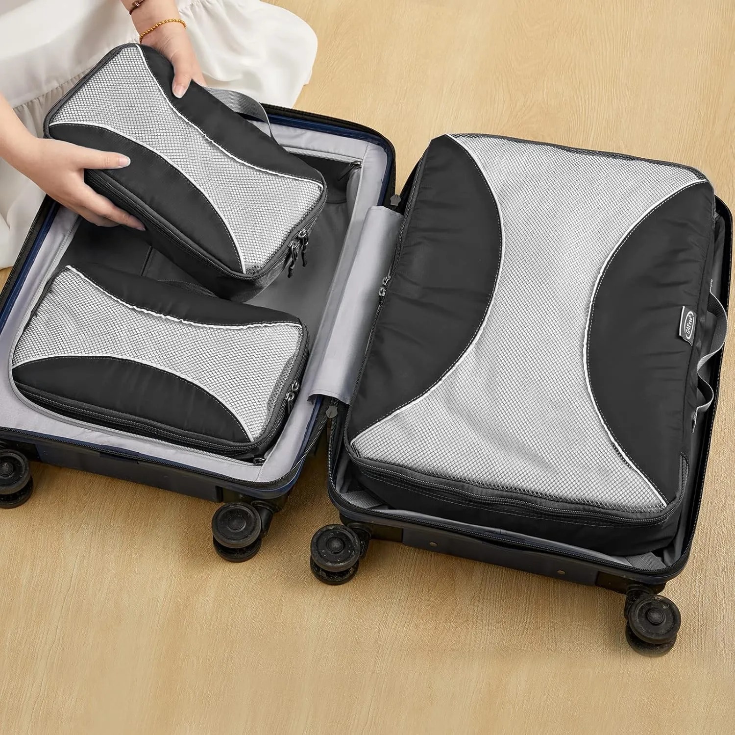 G4Free 3pcs/6pcs/7pcs Packing Cubes Suitcase Organiser Packing Bags Luggage Organiser Value Set for Travel Home Storage, Black, (1S 2M 2L 1XL)-6PC, Suitcase