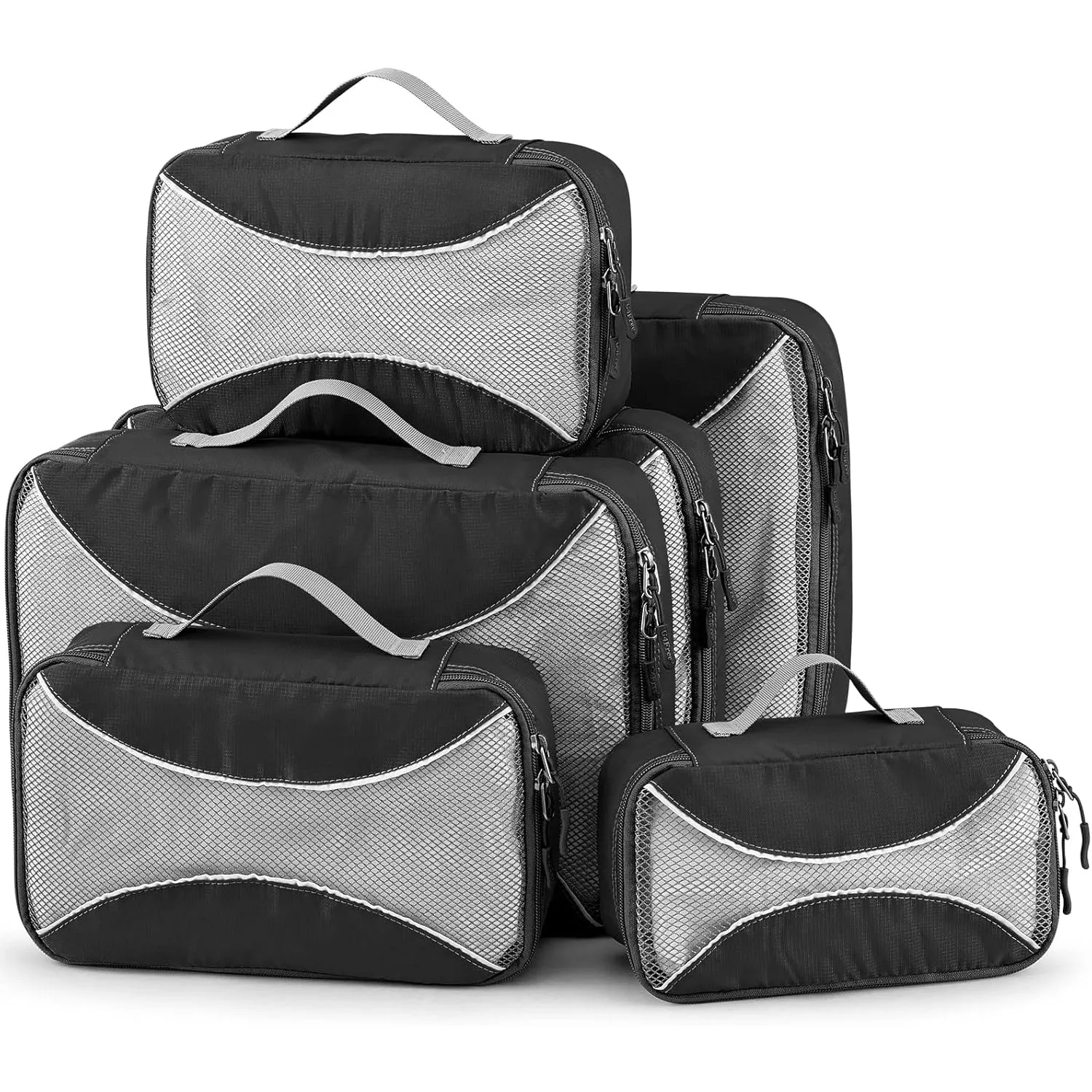 G4Free 3pcs/6pcs/7pcs Packing Cubes Suitcase Organiser Packing Bags Luggage Organiser Value Set for Travel Home Storage, Black, (1S 2M 2L 1XL)-6PC, Suitcase