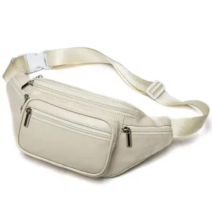 Genuine Leather Leather Chest Bag for Women Unisex Sports Fanny