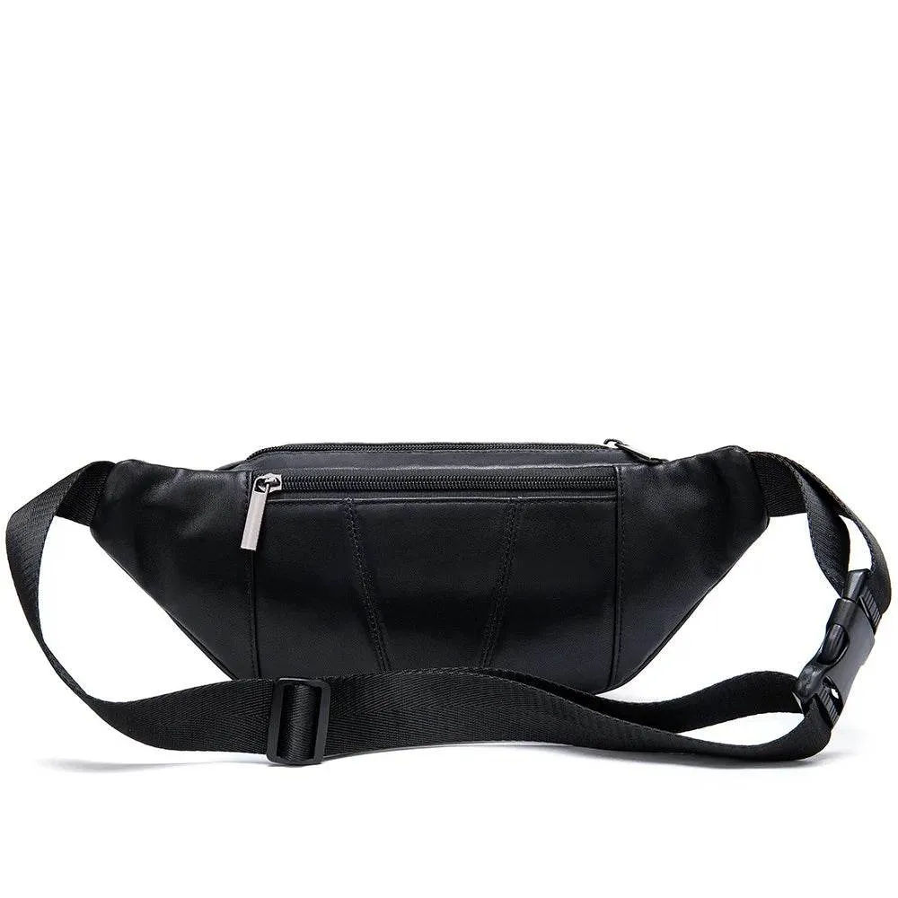 Genuine Leather Leather Chest Bag for Women Unisex Sports Fanny