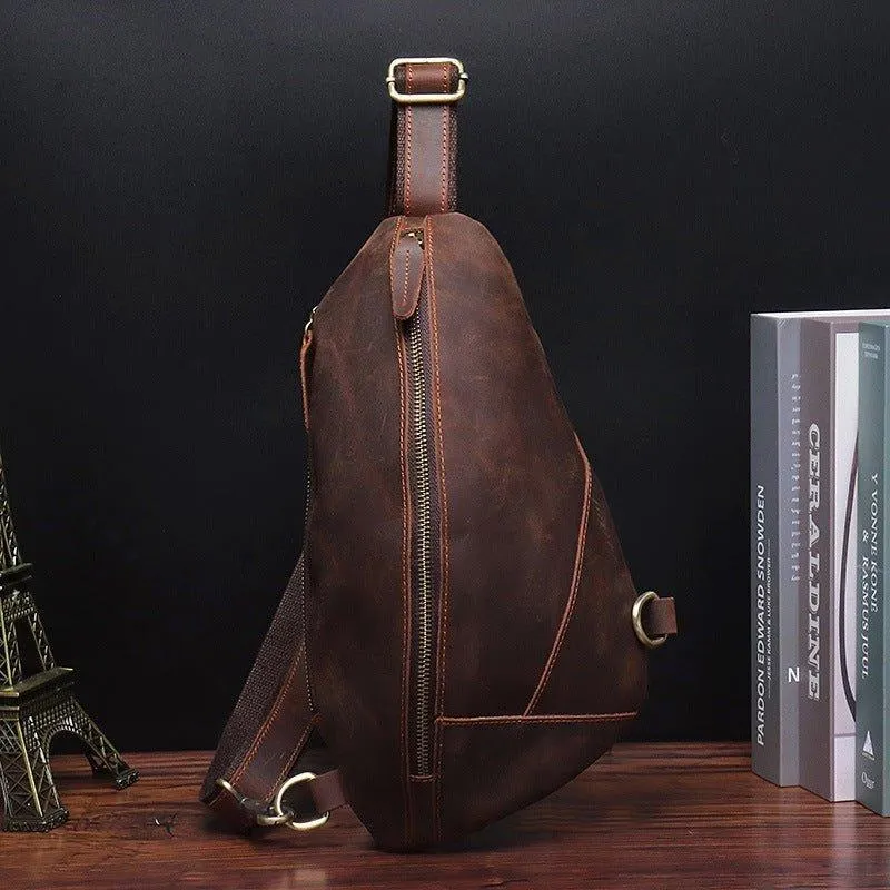Genuine Leather Outdoor Sling Bag for Men