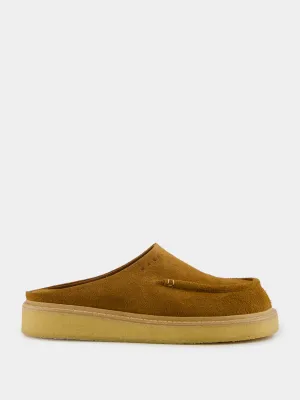 Gold Brown Suede Sabot with Rubber Sole