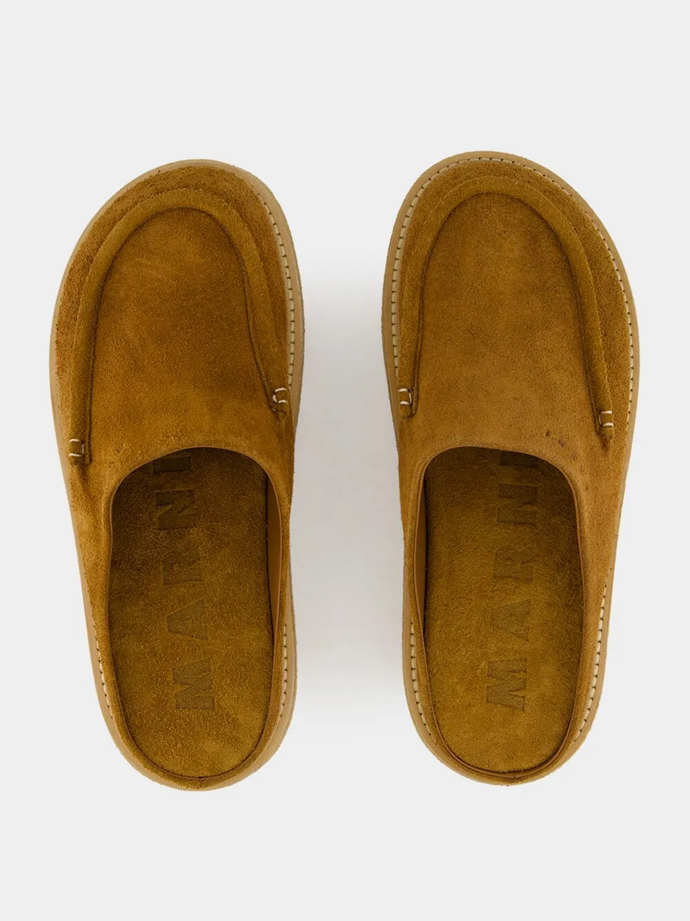 Gold Brown Suede Sabot with Rubber Sole