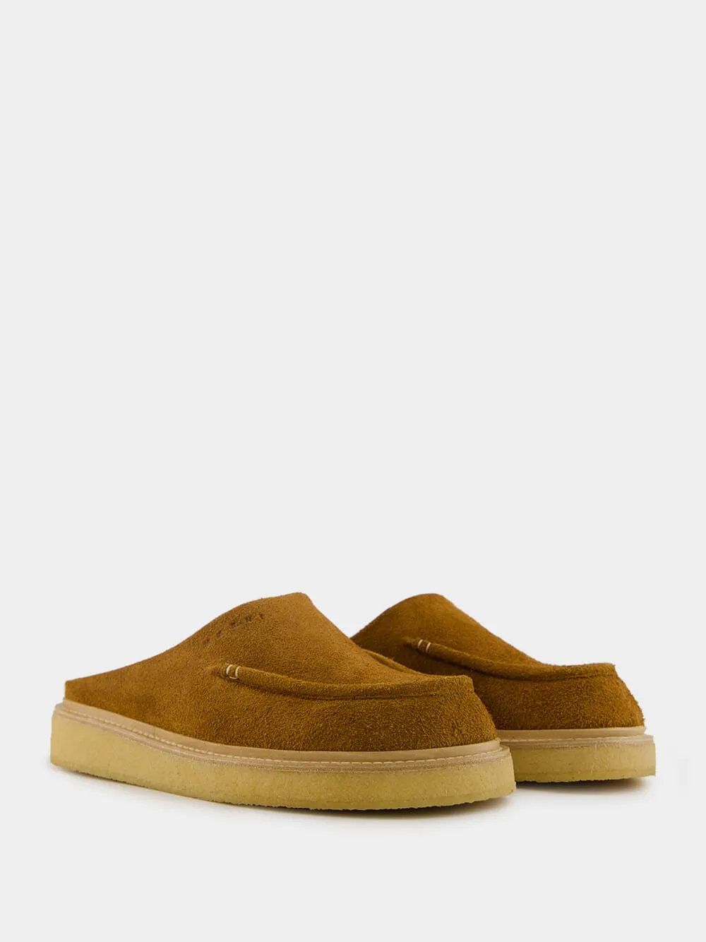 Gold Brown Suede Sabot with Rubber Sole