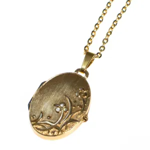 Gold Filled Locket with Floral Design