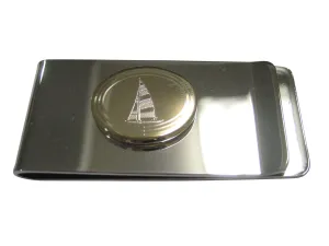 Gold Toned Etched Oval Nautical Sail Boat Money Clip