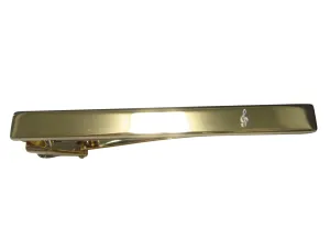 Gold Toned Etched Treble Musical Note Tie Clip