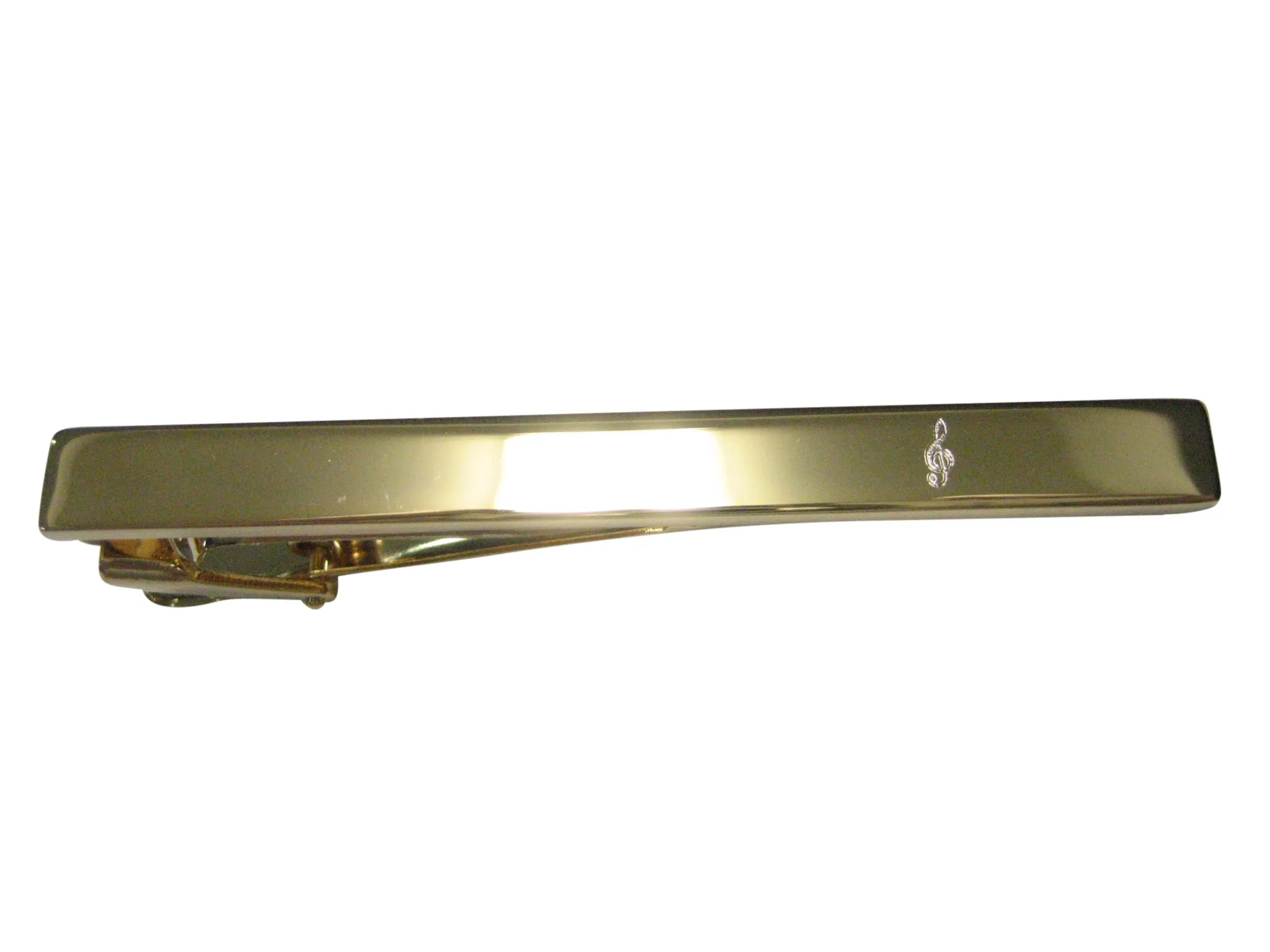 Gold Toned Etched Treble Musical Note Tie Clip