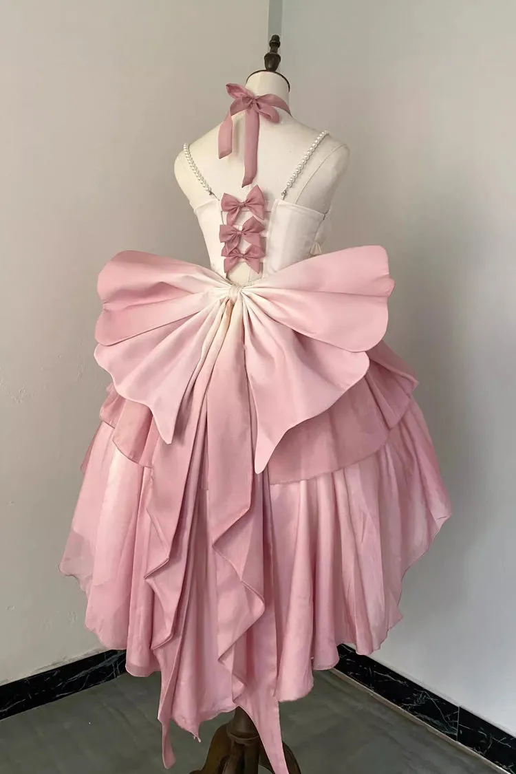Gradient Pink Hanayome Hollow Bowknot Sweet Princess Lolita Dress