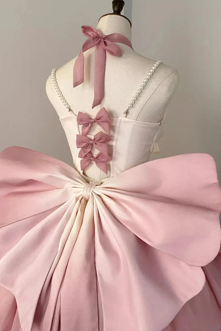 Gradient Pink Hanayome Hollow Bowknot Sweet Princess Lolita Dress