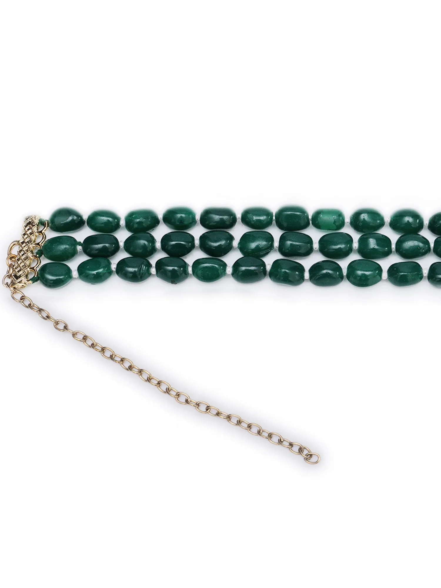 Green Stone Studded Beaded Choker Necklace