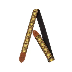 Gretsch G Brand Guitar Strap, Yellow/Orange Brown Ends