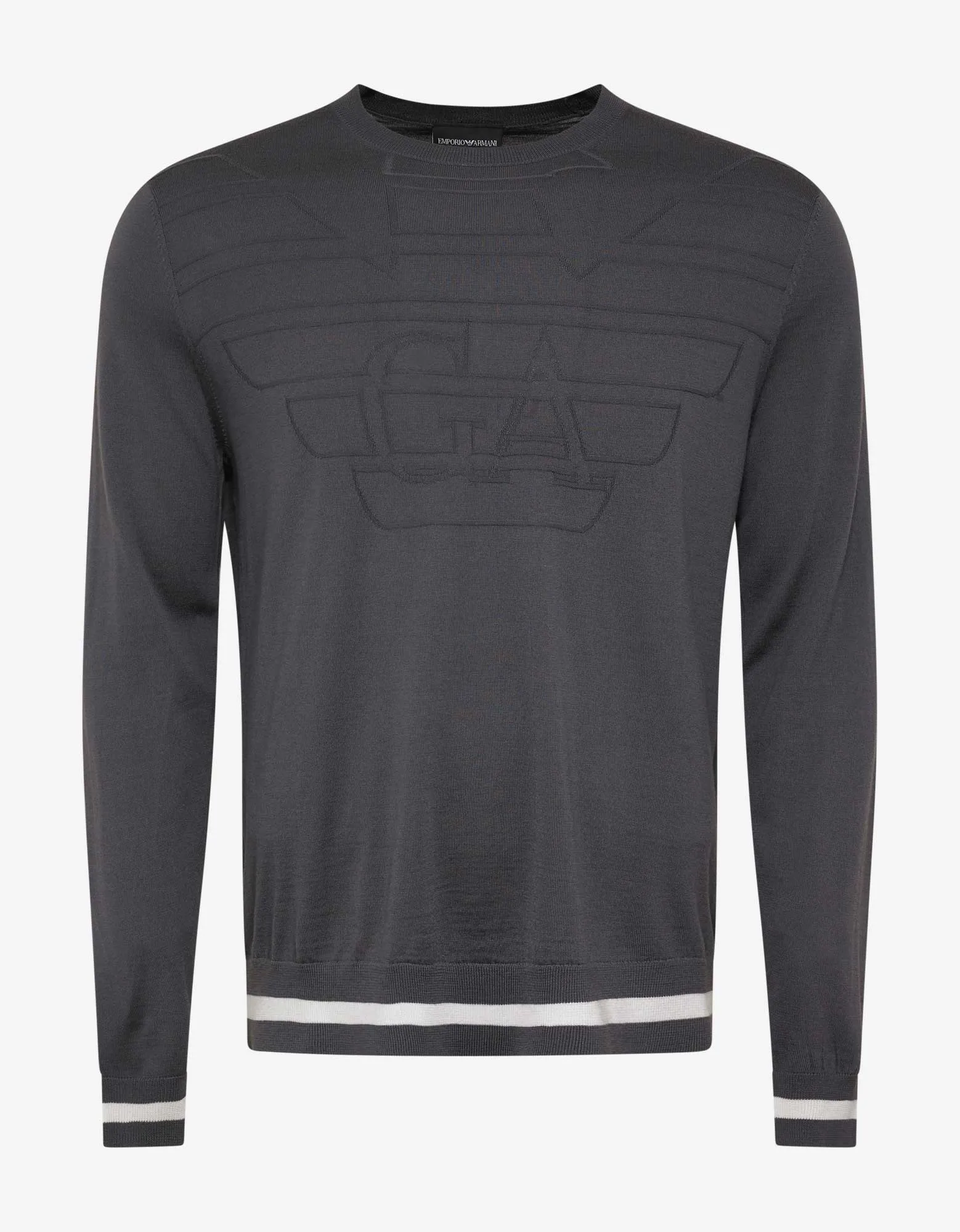 Grey Logo Embossed Wool Sweater