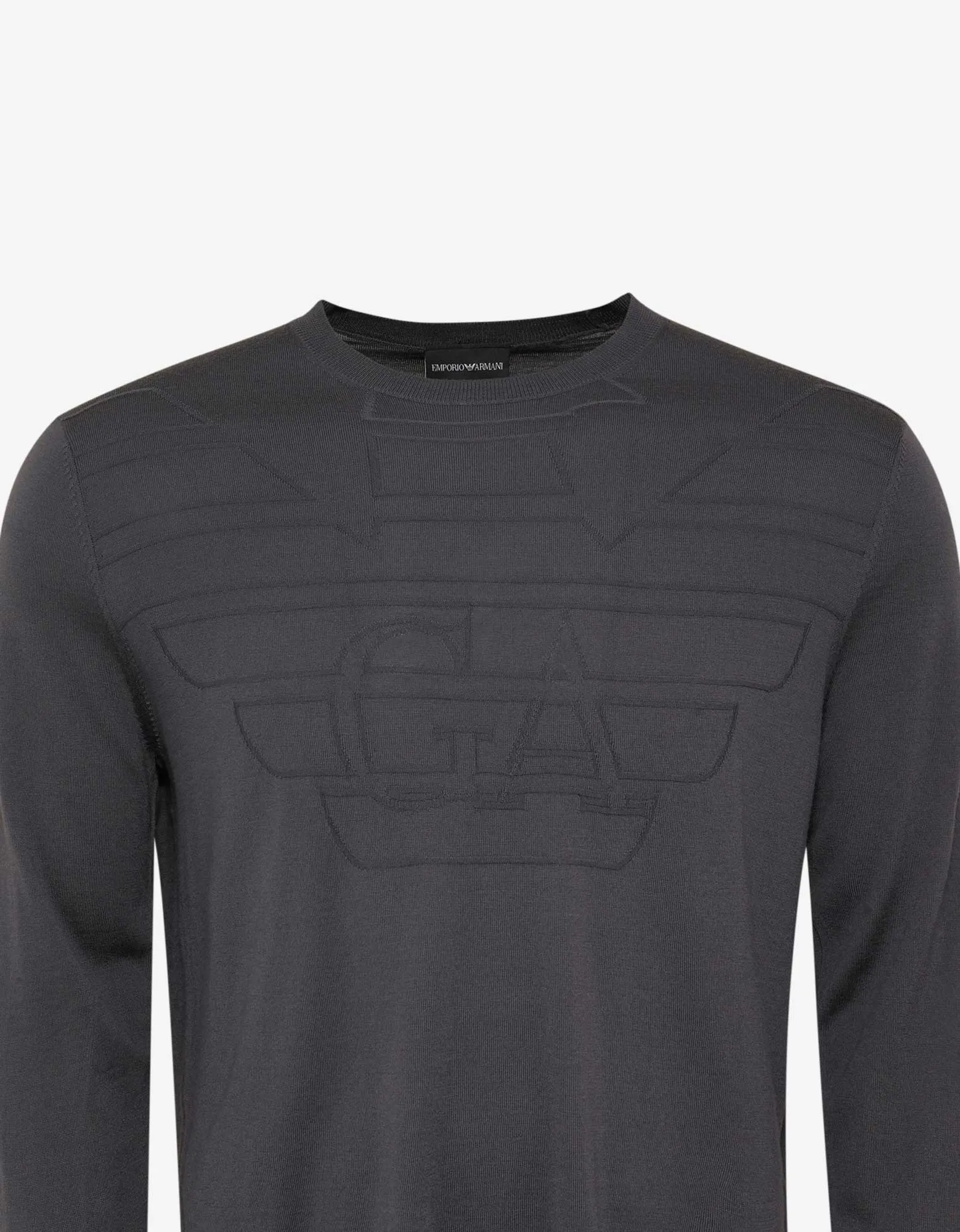 Grey Logo Embossed Wool Sweater