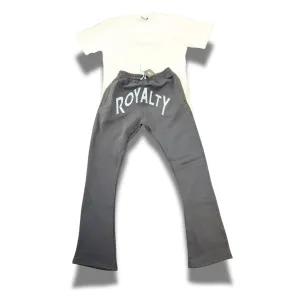 Grey w/ Light Blue Stacked Set Light Blue Color logo w/ grey and light blue satin and silk blend pockets