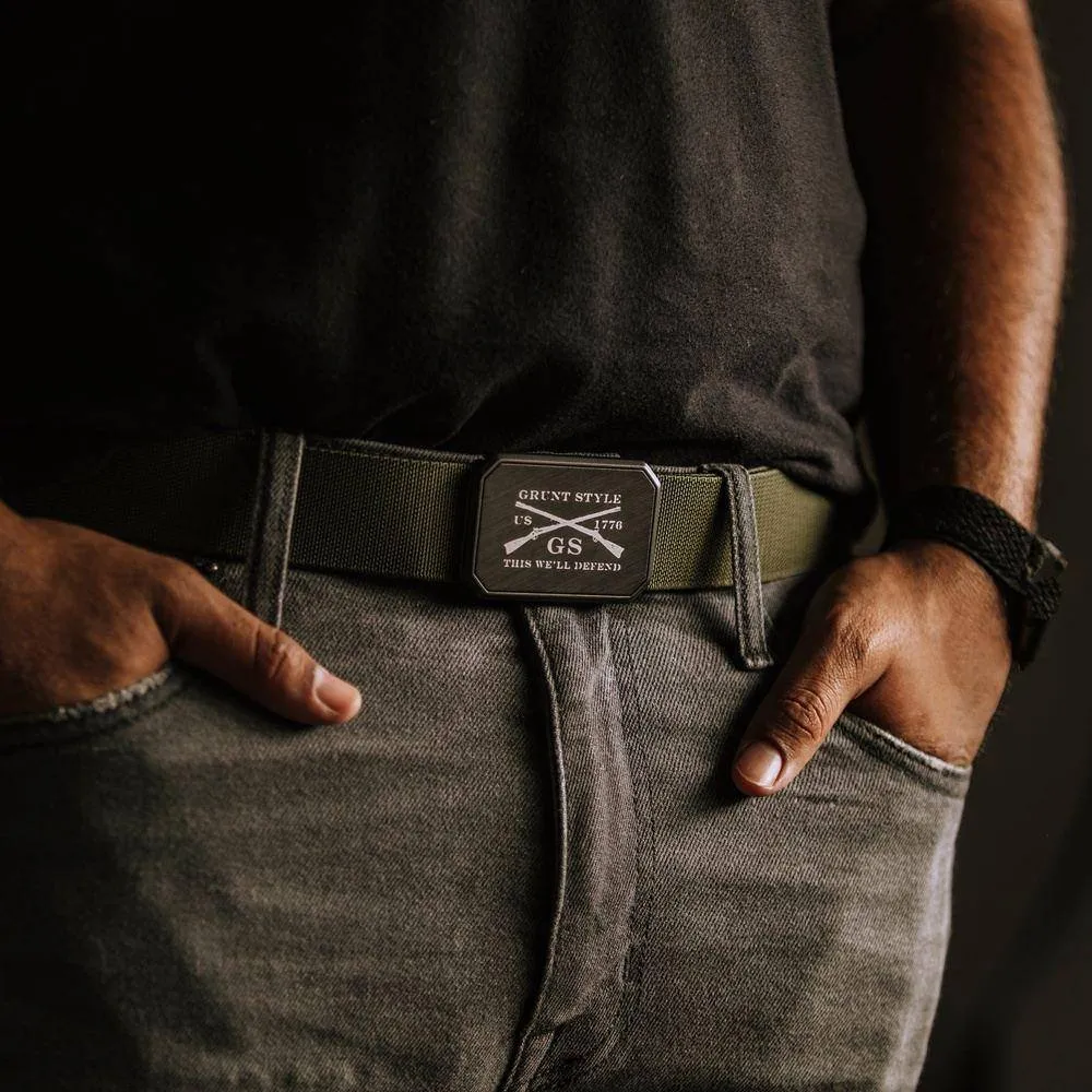Grunt Style x Groove Life™ Belt - Gun Metal on Olive