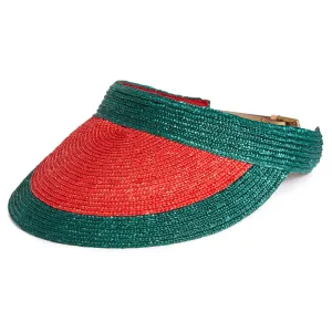 Gucci Manuel Straw Visor in Green
