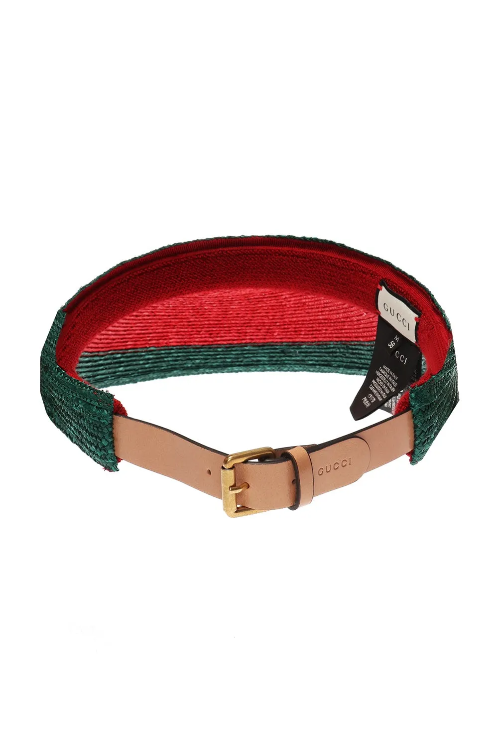 Gucci Manuel Straw Visor in Green