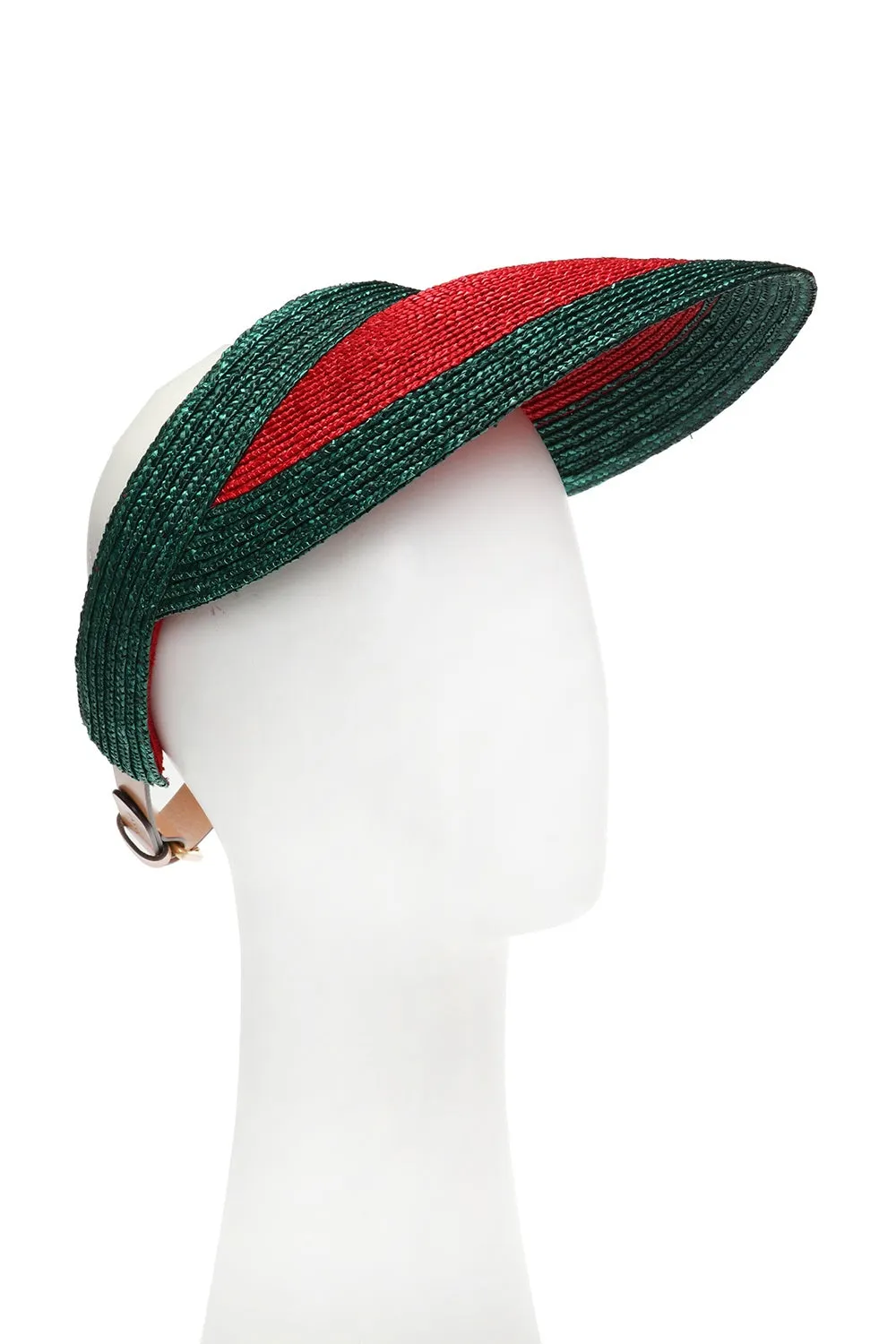 Gucci Manuel Straw Visor in Green