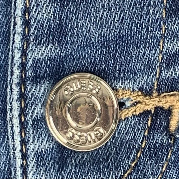 Guess 1981 Studded Jean Skinny Button Fly Size 27 Belt Loops 4 Working Pockets
