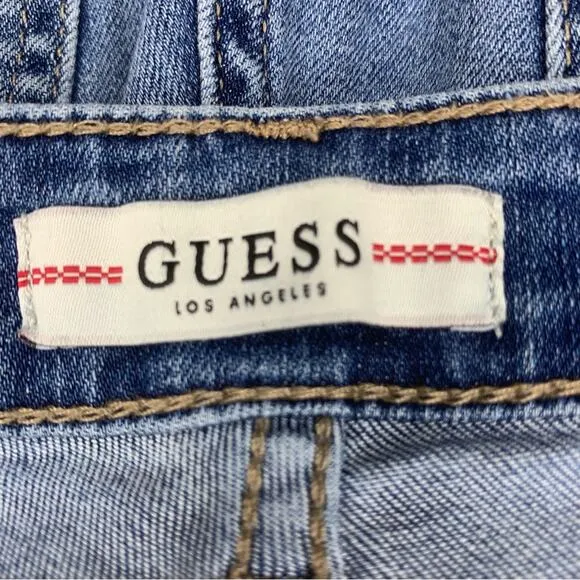 Guess 1981 Studded Jean Skinny Button Fly Size 27 Belt Loops 4 Working Pockets