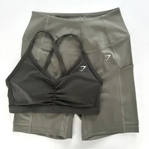Gymshark M/S Pocket Shorts &amp; Ruched Sports Bra Set