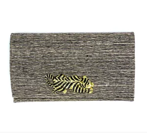 Hailey Clutch Black/White Sparkle Stripe