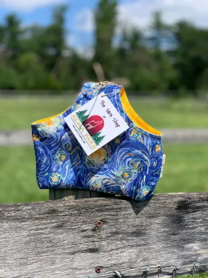 Handle Project Bag by Rose (Small)- Perfect for SOCK Knitters -  STARRY NIGHT with Yellow