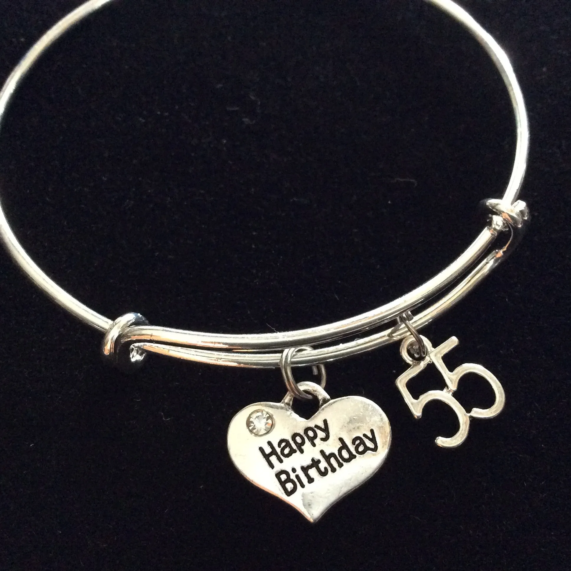 Happy 55th Birthday Expandable Charm Bracelets Adjustable Bangle Gift (Other Numbers Available)