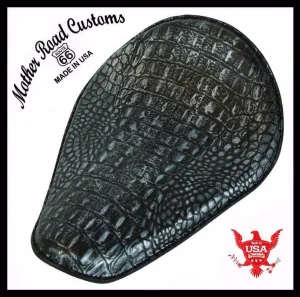 Harley Sportster Honda Spring Solo Seat Black Silver Alligator Chopper Bobber