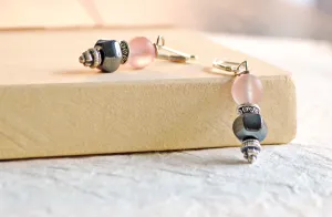 Hematite Magnetic & Pink Quartz Earrings
