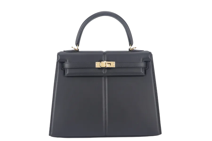 HERMES KELLY PADDED 25 STAMP Z (YEAR 2021) BLACK SWIFT LEATHER GOLD HARDWARE WITH LOCK&KEYS, RAINCOAT AND DUST COVER