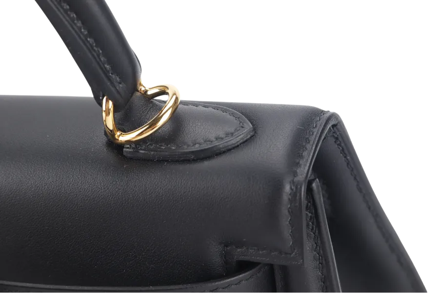 HERMES KELLY PADDED 25 STAMP Z (YEAR 2021) BLACK SWIFT LEATHER GOLD HARDWARE WITH LOCK&KEYS, RAINCOAT AND DUST COVER