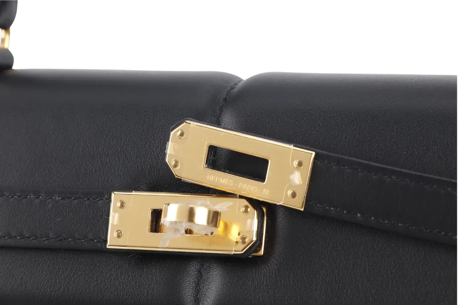 HERMES KELLY PADDED 25 STAMP Z (YEAR 2021) BLACK SWIFT LEATHER GOLD HARDWARE WITH LOCK&KEYS, RAINCOAT AND DUST COVER