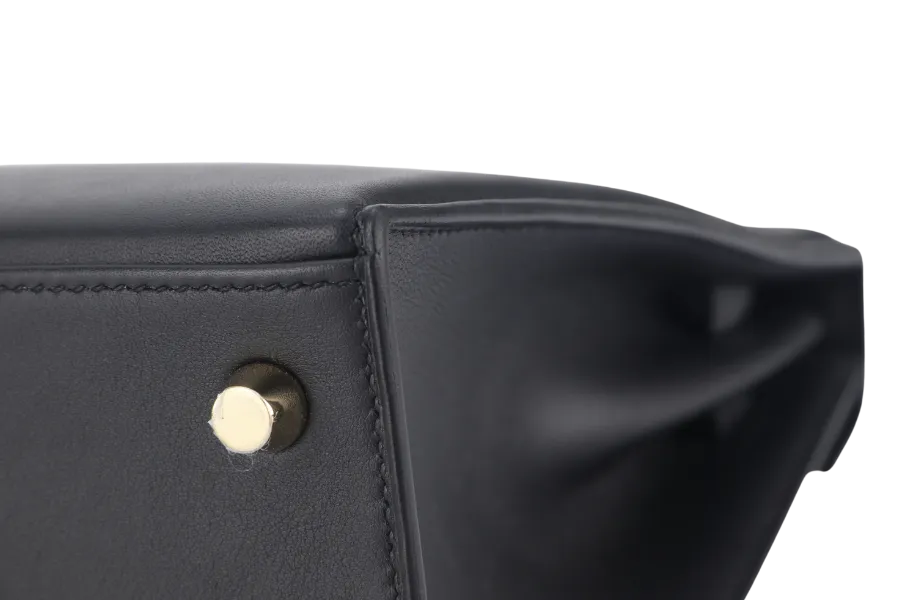 HERMES KELLY PADDED 25 STAMP Z (YEAR 2021) BLACK SWIFT LEATHER GOLD HARDWARE WITH LOCK&KEYS, RAINCOAT AND DUST COVER