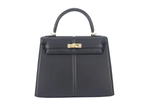 HERMES KELLY PADDED 25 STAMP Z (YEAR 2021) BLACK SWIFT LEATHER GOLD HARDWARE WITH LOCK&KEYS, RAINCOAT AND DUST COVER