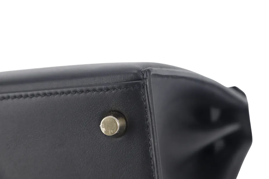 HERMES KELLY PADDED 25 STAMP Z (YEAR 2021) BLACK SWIFT LEATHER GOLD HARDWARE WITH LOCK&KEYS, RAINCOAT AND DUST COVER