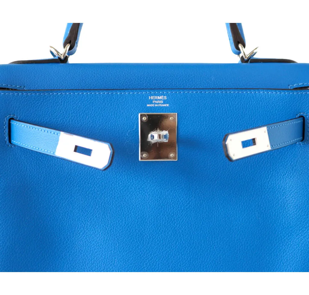 Hermès Kelly 28 Blue Hydra Evergrain