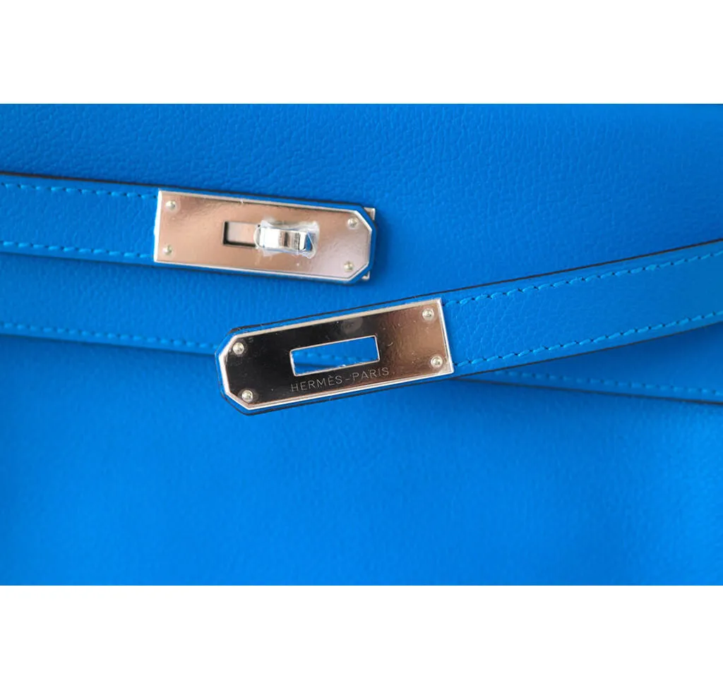Hermès Kelly 28 Blue Hydra Evergrain