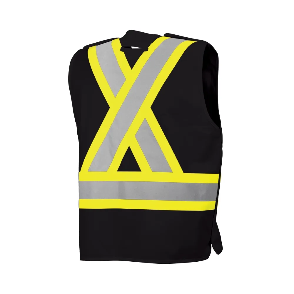 Hi-Vis 5 Pt. Tear-Away Solid Traffic Vest, 4 Pockets by Ground Force - Style TV4