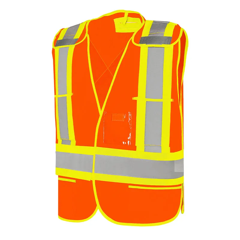 Hi-Vis Universal 5 Pt. Tear-Away Solid Traffic Vest by Ground Force - Style TV2