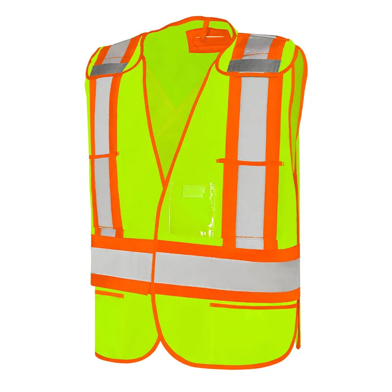 Hi-Vis Universal 5 Pt. Tear-Away Solid Traffic Vest by Ground Force - Style TV2