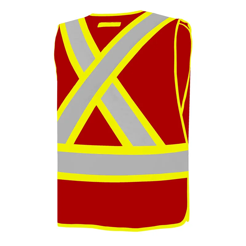 Hi-Vis Universal 5 Pt. Tear-Away Solid Traffic Vest by Ground Force - Style TV2