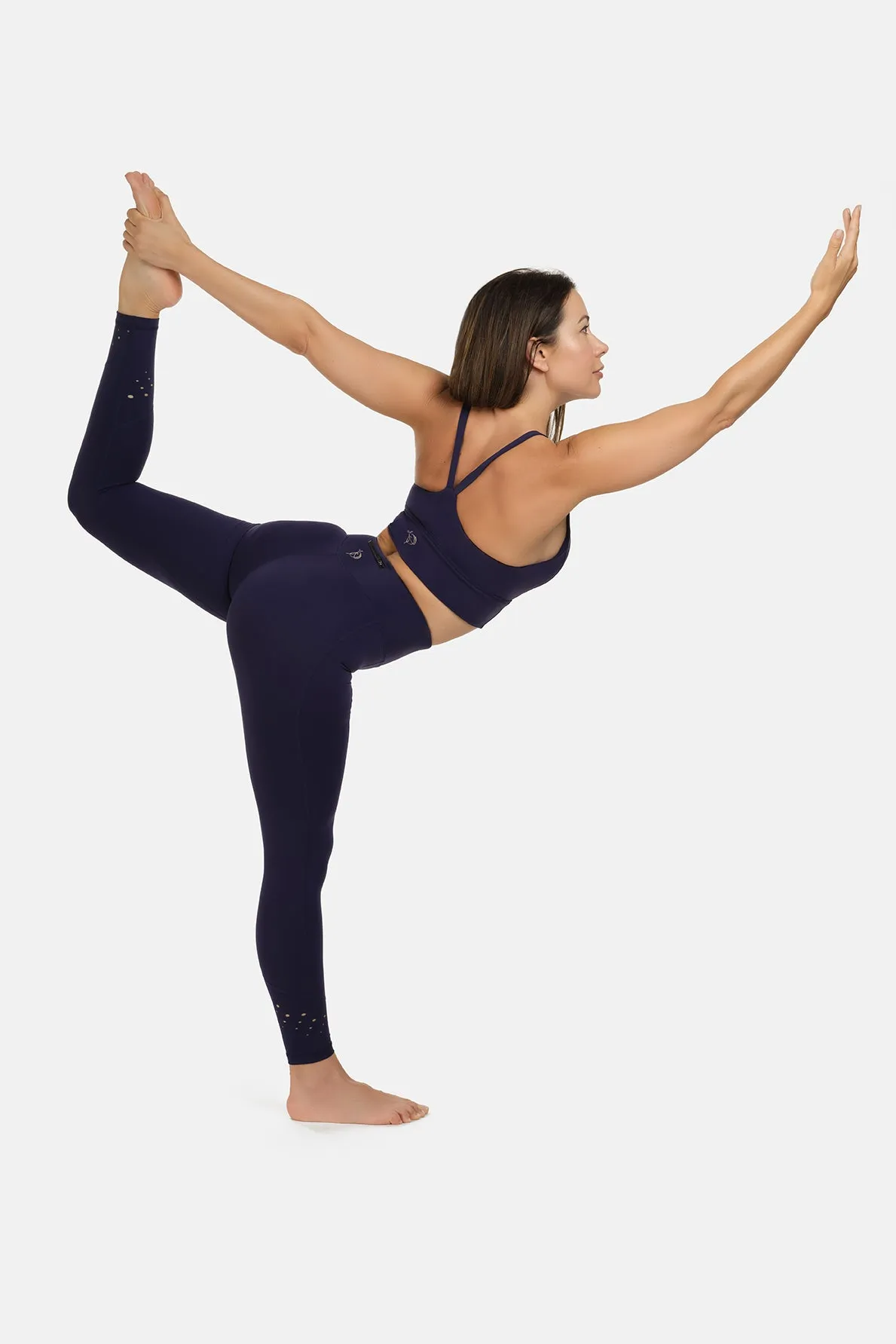 High Rise Laser Navy Full Length Leggings