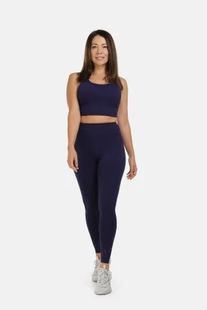 High Rise Laser Navy Full Length Leggings