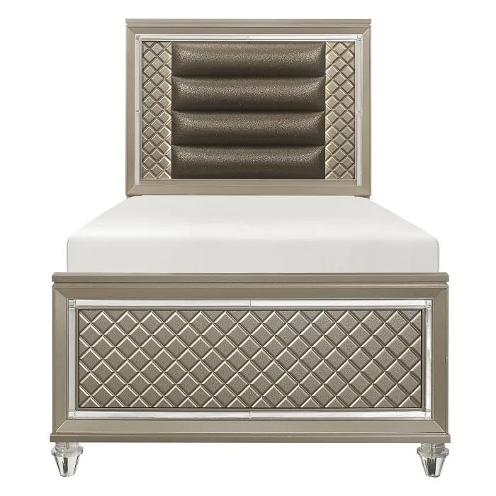 Homelegance Furniture Youth Loudon Twin Platform Bed in Champagne Metallic B1515T-1*